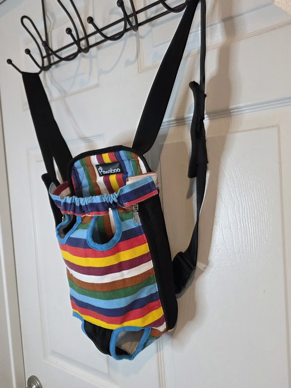 Pawaboo Pet Backpack Carrier with Rainbow Stripes Size Large